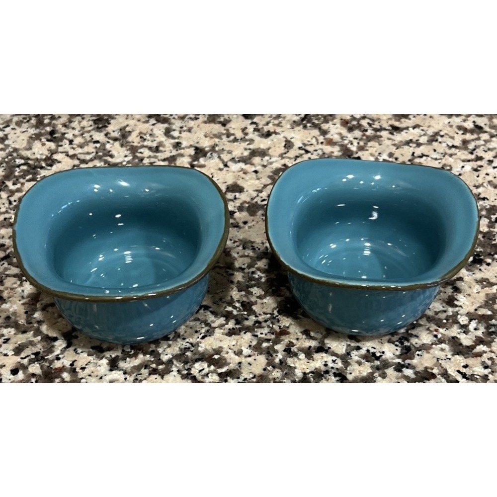 Set Of‎ 2 Tuscan Tidbit Ramekins Southern Living At Home Bowls Wavy Edges Blue